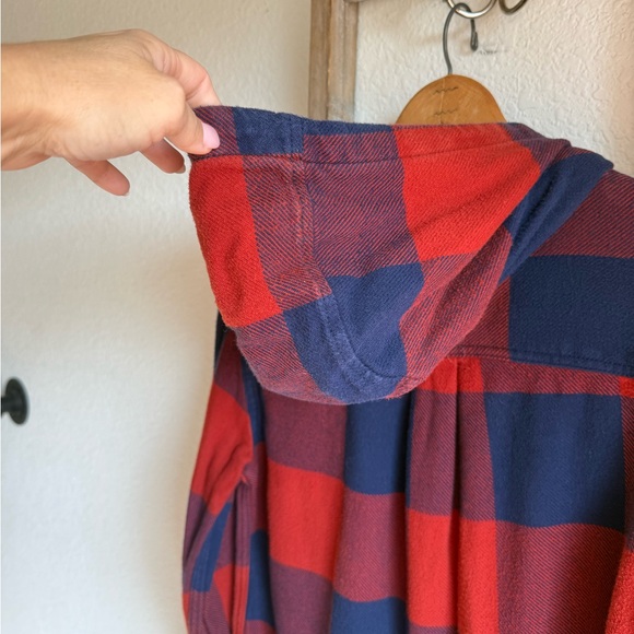 Mossimo Supply Co. Navy & Red Check Flannel Hoodie Sz: S - Picture 8 of 8